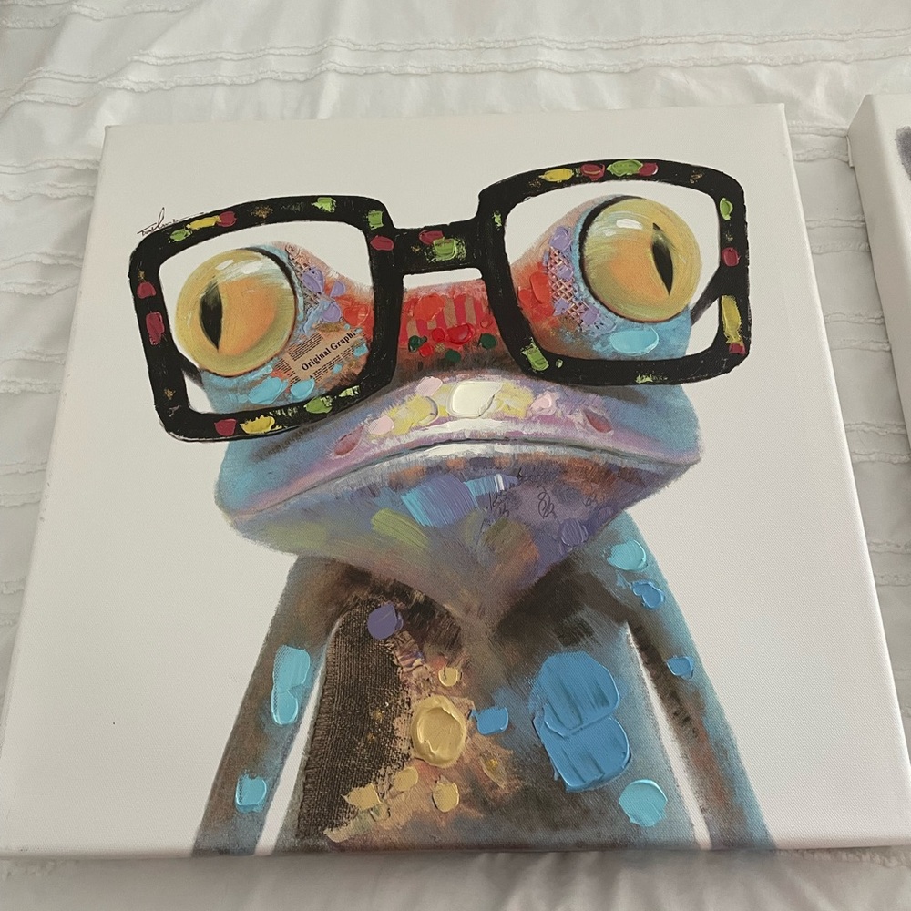 Colorful Frog Wall Art Canvas - Multicolor